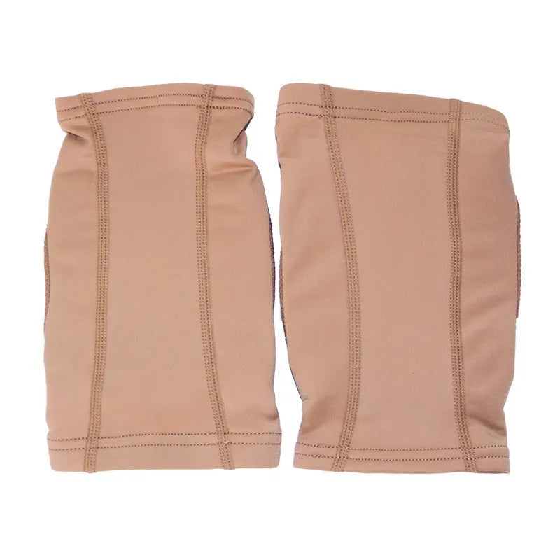 Black and skin colour elasticated knee pads for ballet dance and yoga exercise protection