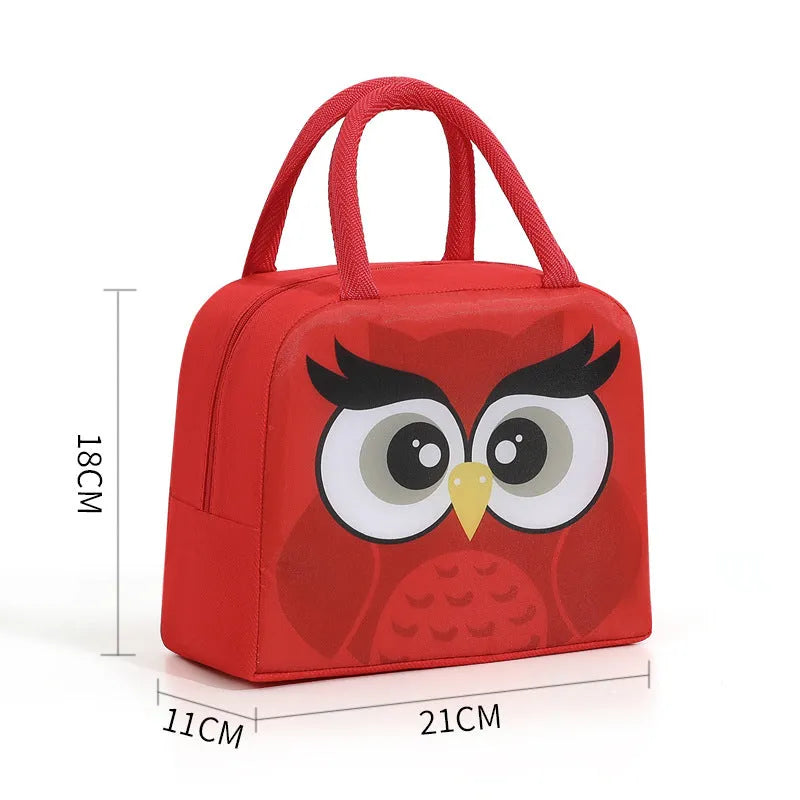 Orange cartoon bear insulated lunch box bag for children with aluminium foil insulation.