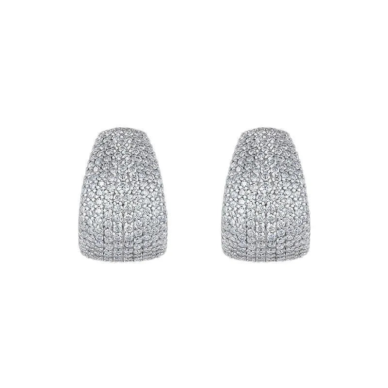 Geometric S925 sterling silver ear studs with moissanite stones for women