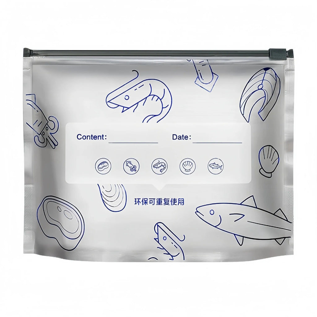 Set of aluminium foil resealable fresh-keeping bags in small, medium, and large sizes.