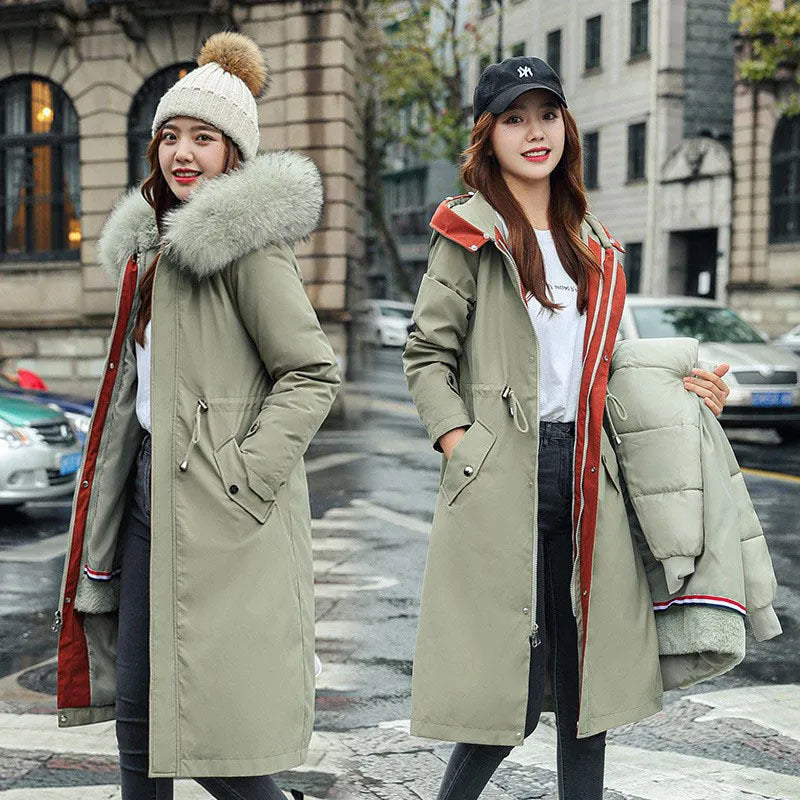 Long women's fleece-lined trench coat in a choice of six colours, featuring a two-way zip.