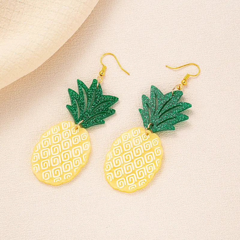 Acrylic drop shape earrings with a coconut design in one of five colour styles on alloy hooks.