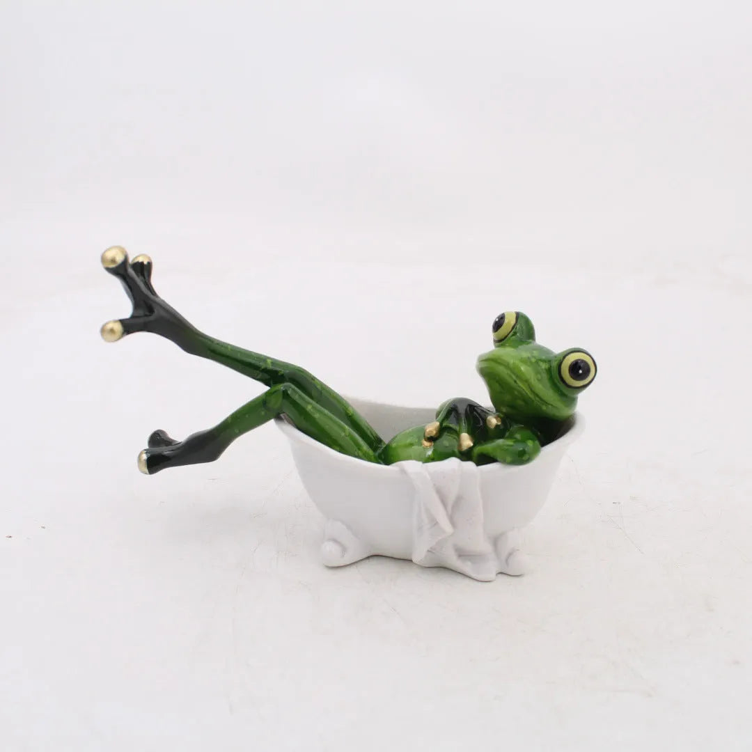 Pastoral style synthetic resin frog ornament for home decoration