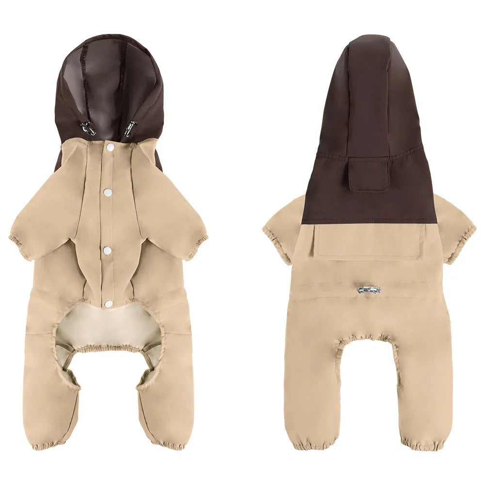 British style waterproof polyester dog jacket for small and medium sized dogs in army green colour