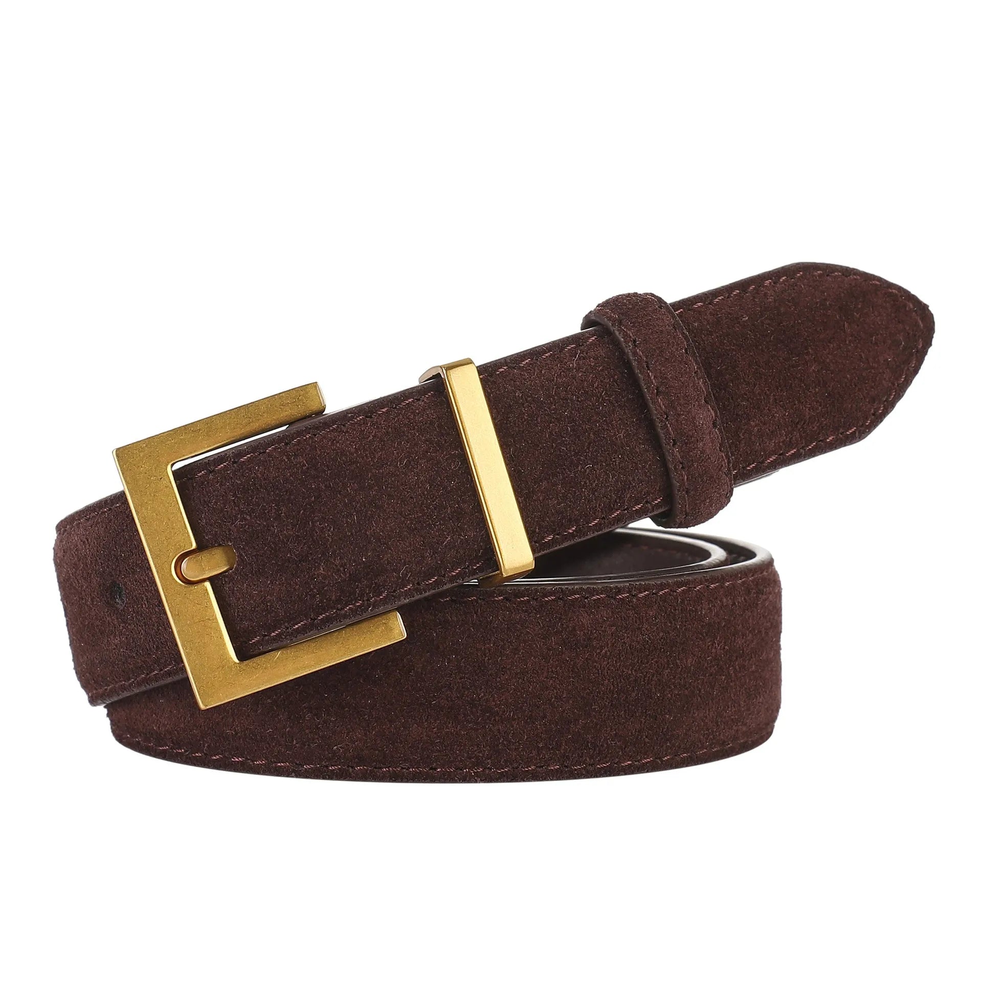 Ladies' black genuine cowhide leather belt with a silver alloy pin buckle on a 100cm length.