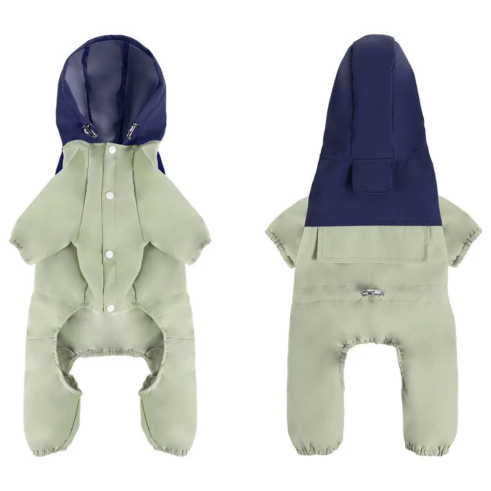 British style waterproof polyester dog jacket for small and medium sized dogs in army green colour