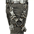 Black PU leather-look leggings with stretch fit shown in two colour variations