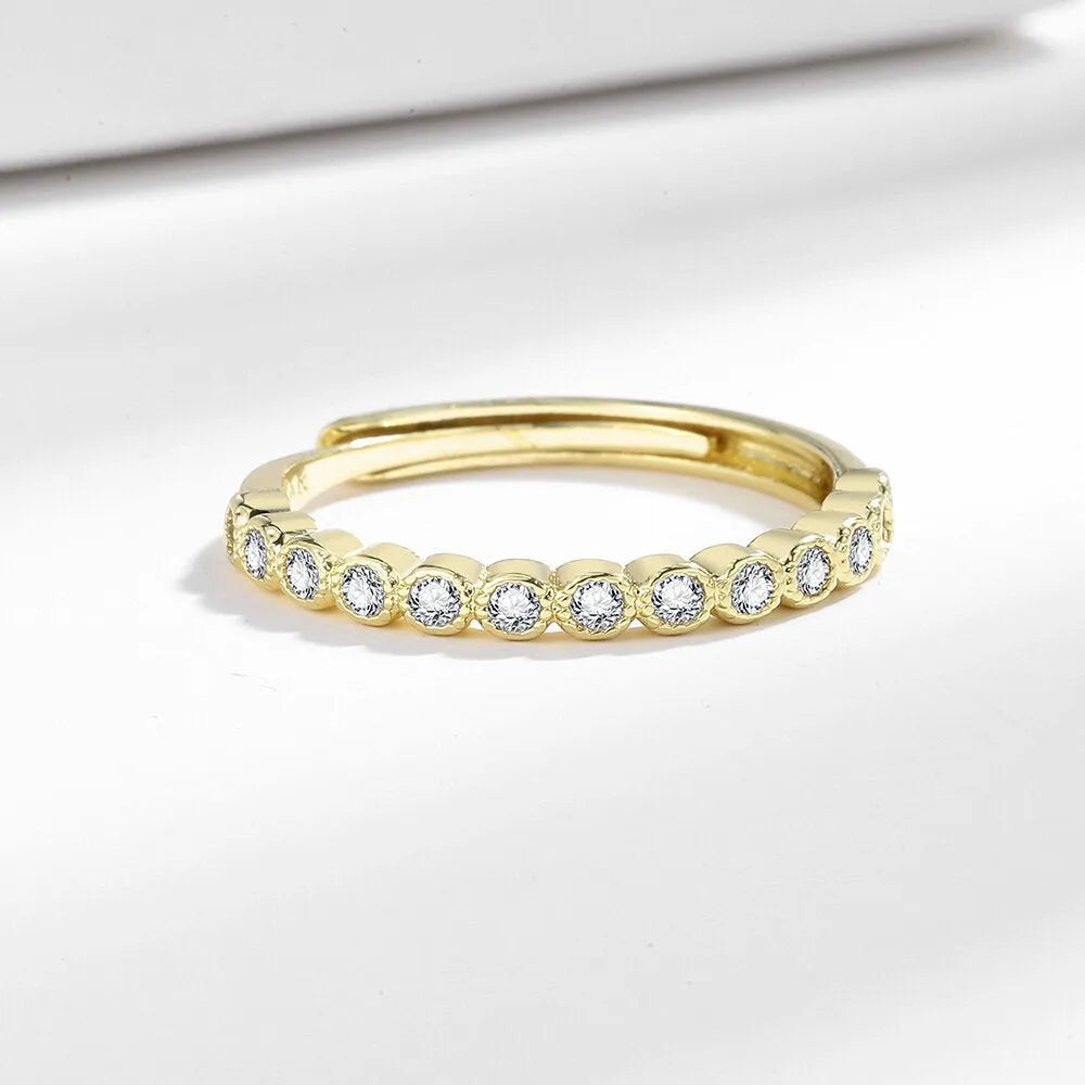 Geometric Korean-style tail ring with open mouth adjustable design in copper electroplated finish
