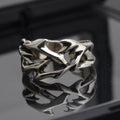 Copper thorn flower ring with geometric design and adjustable opening for unisex wear