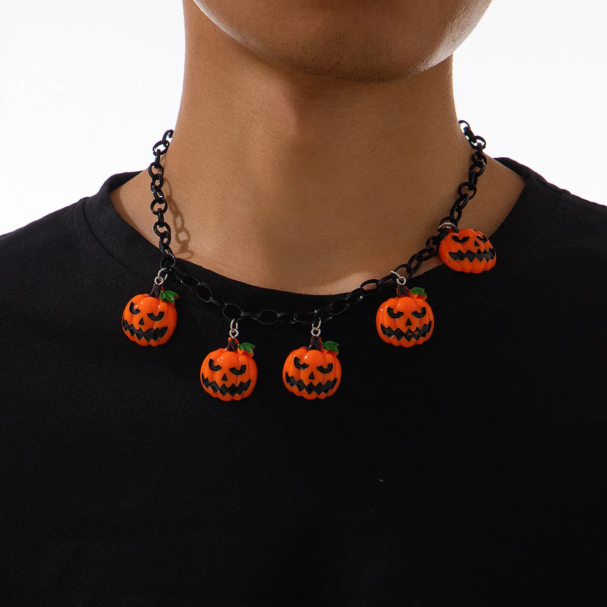 Halloween pumpkin ghost necklace with colourful acrylic cartoon pendant on chain