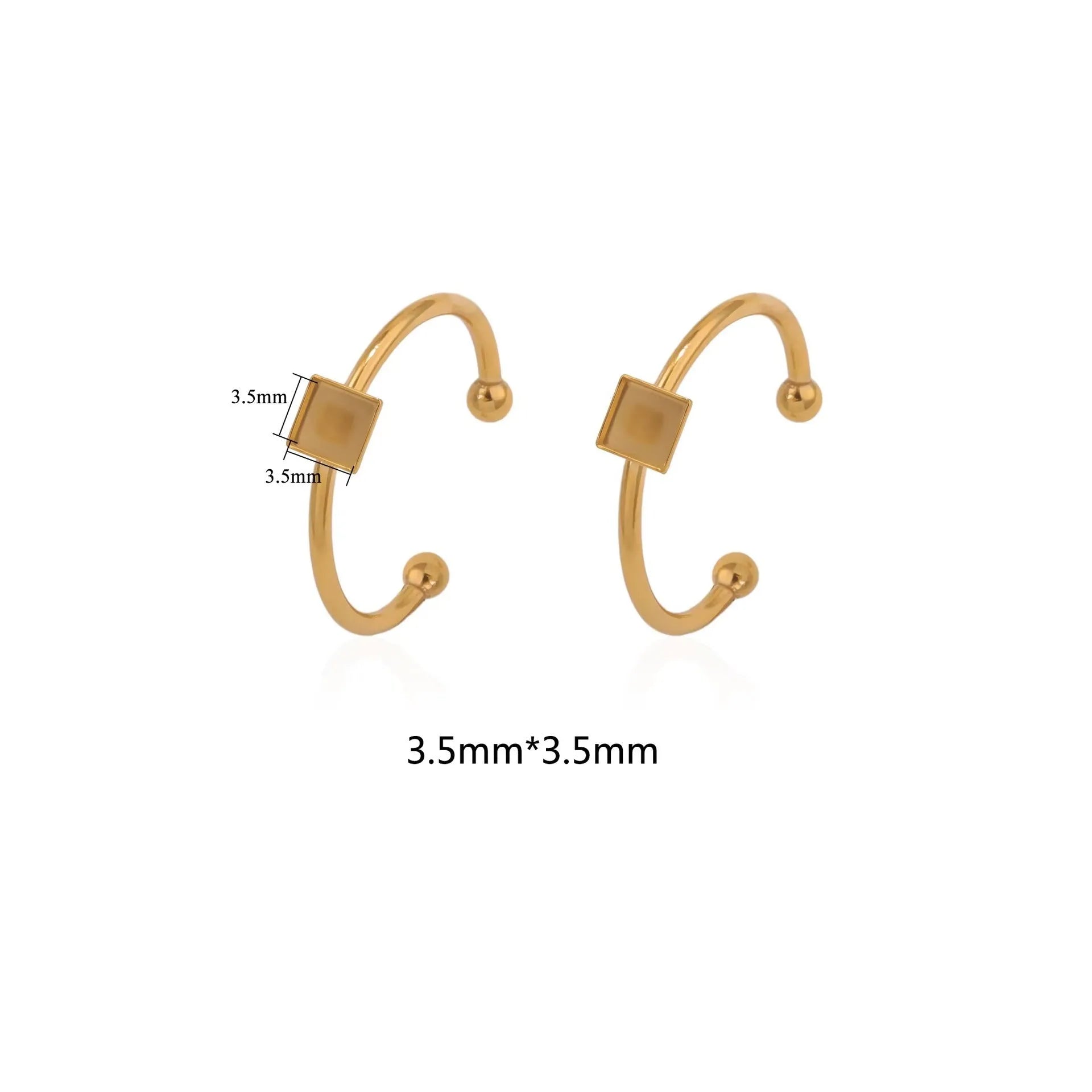 Golden electroplated stainless steel ring settings in various shapes with totem pattern texture and ring holder