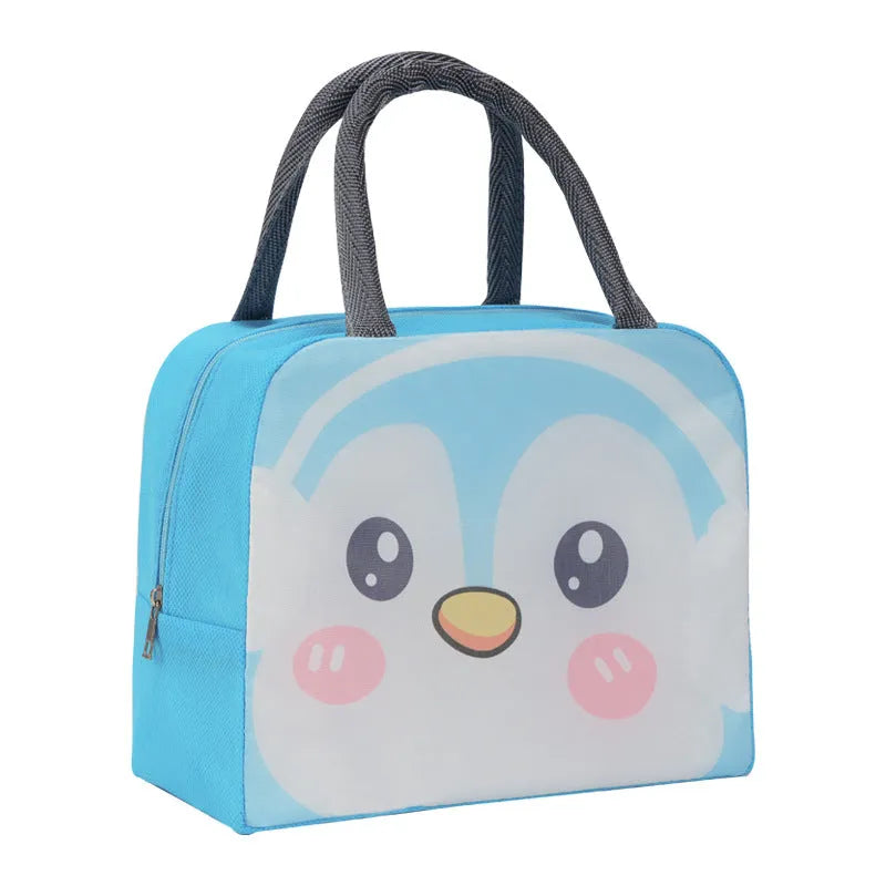 Orange cartoon bear insulated lunch box bag for children with aluminium foil insulation.