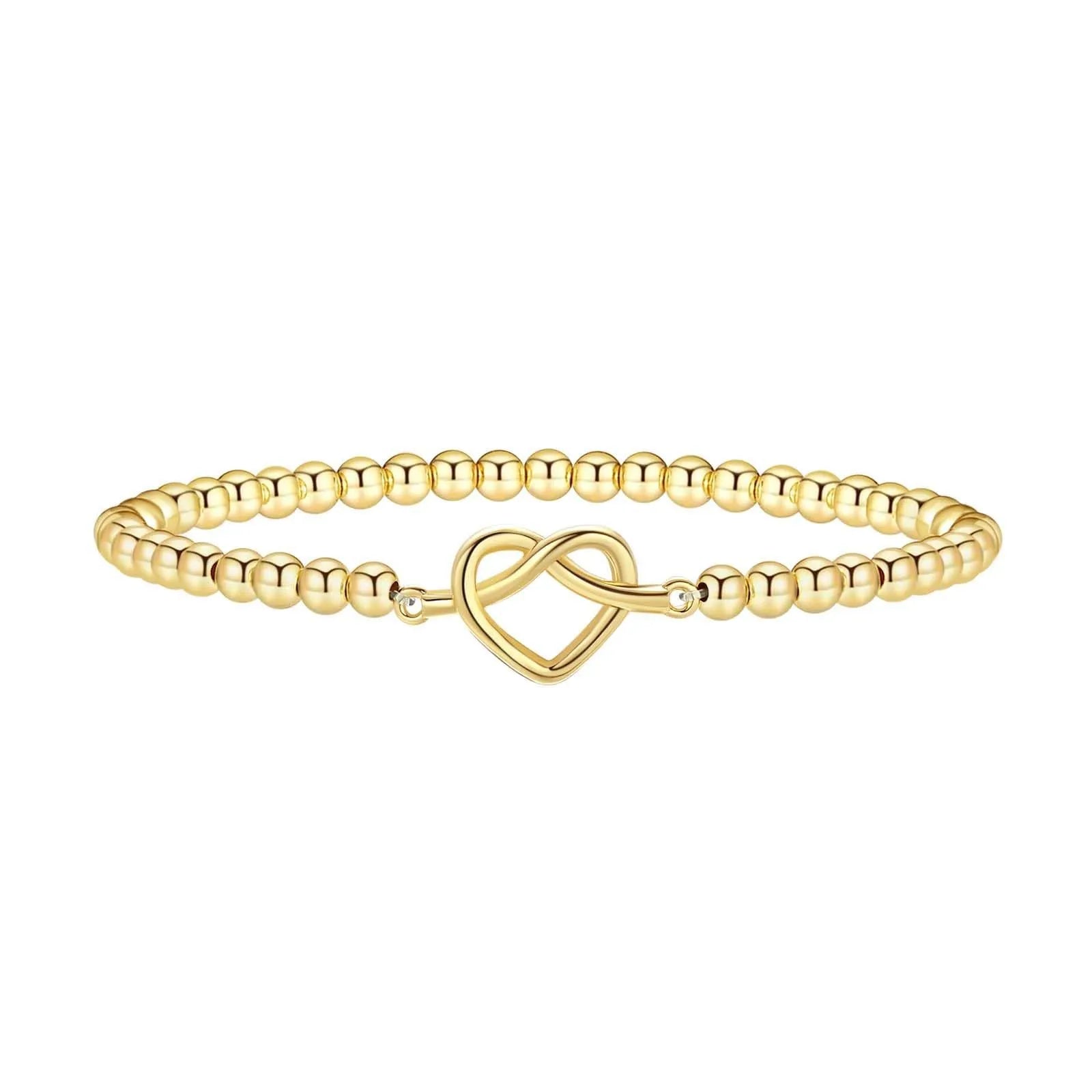 Adjustable stainless steel beaded bracelet with geometric shapes and round elements
