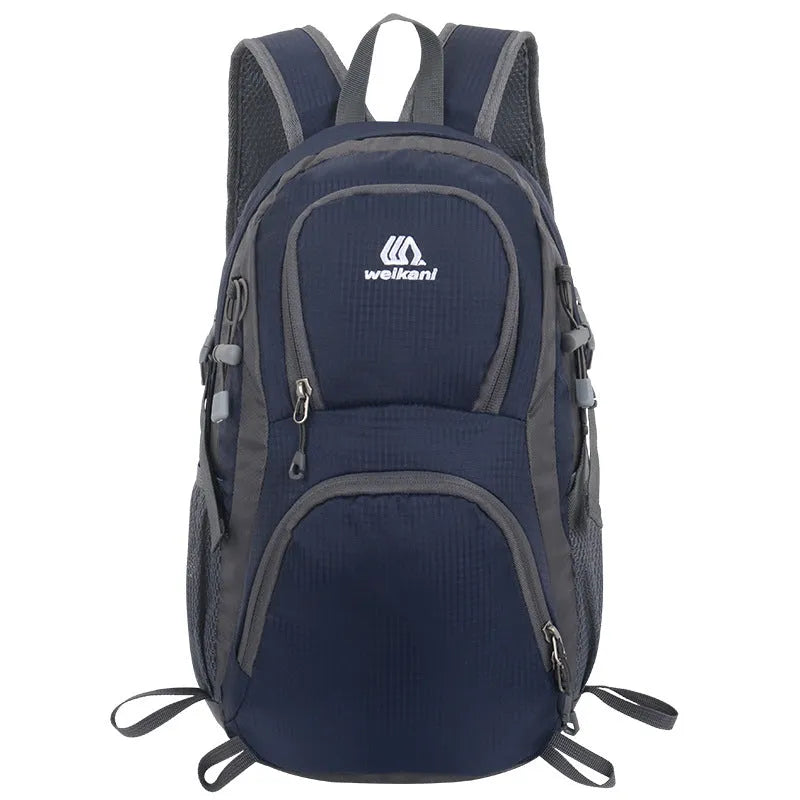 20-litre multi-functional sports backpack in Oxford cloth with an air pillow belt, shown in various colours.