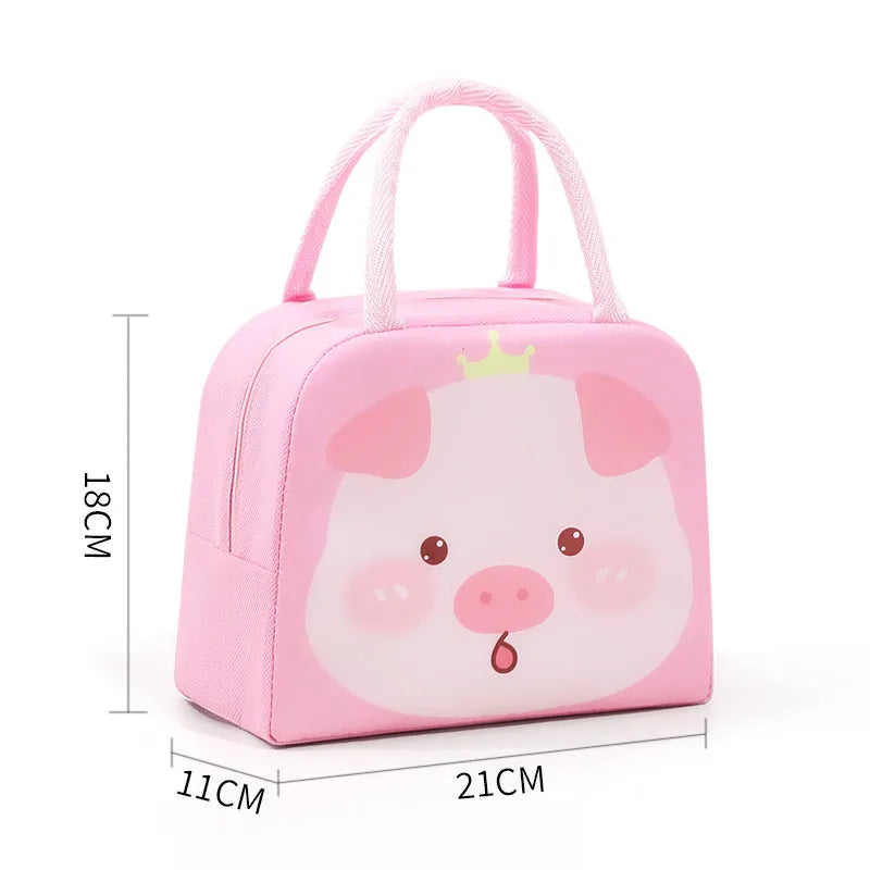 Orange cartoon bear insulated lunch box bag for children with aluminium foil insulation.