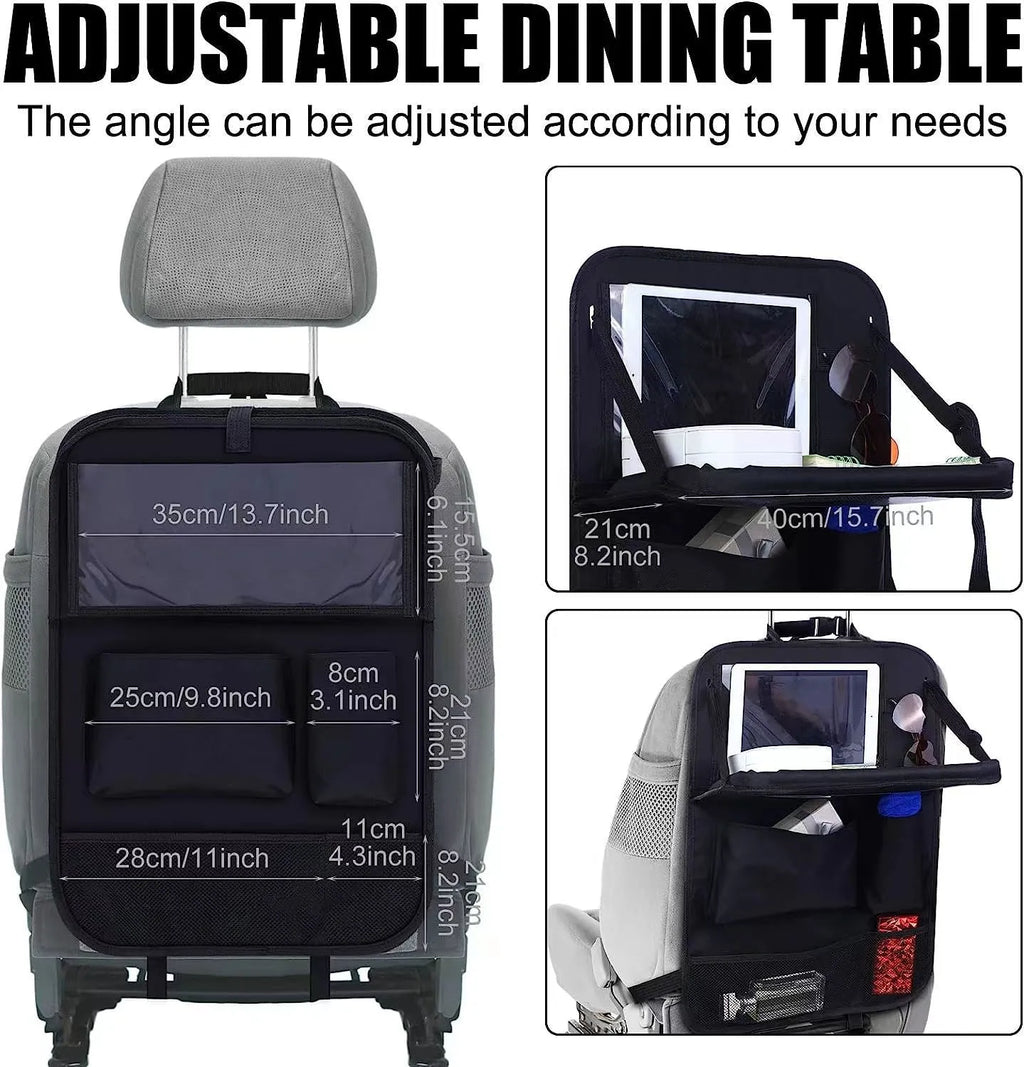 Black Oxford cloth car seat back buggy bag showing 42x30 cm hanging storage organiser