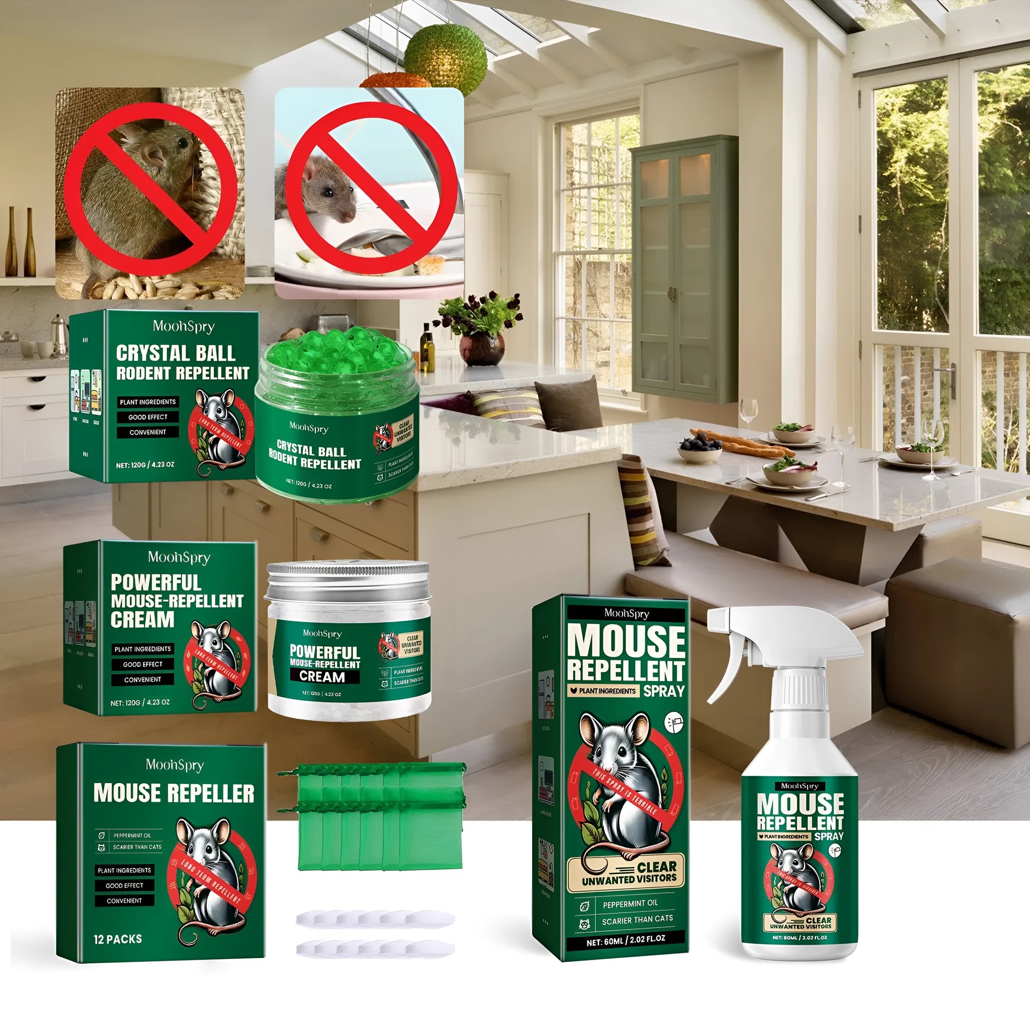 60ml bottle of natural essential oil rat and mouse repellent spray.