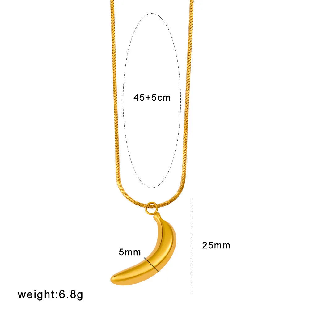 Stainless steel fruit necklace pendant with regular chain, showing fruit charm options