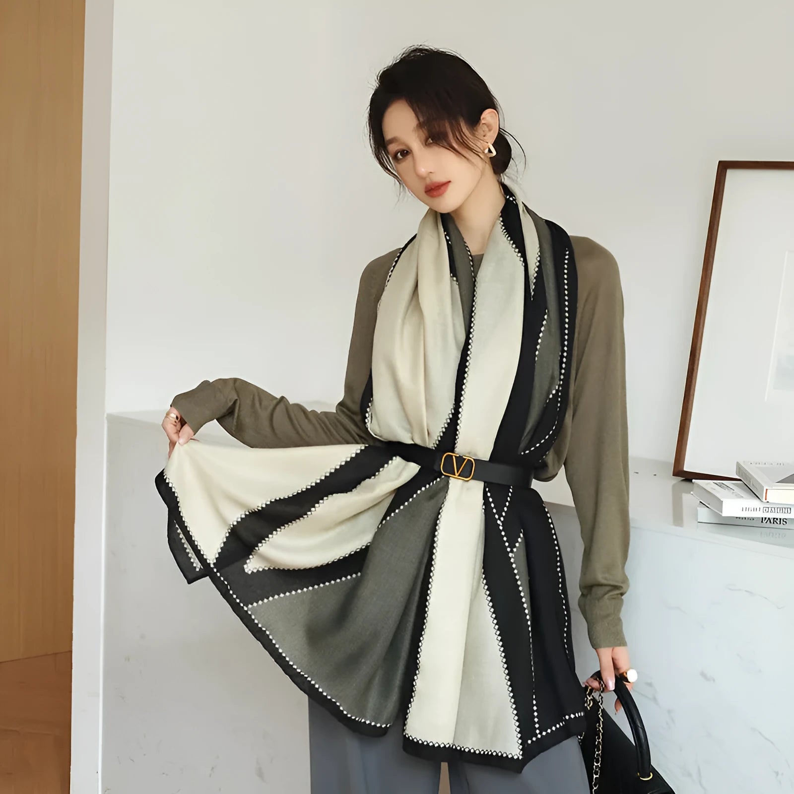 Polyester vintage printed women's scarf 180 cm long by 90 cm wide in autumn colour options
