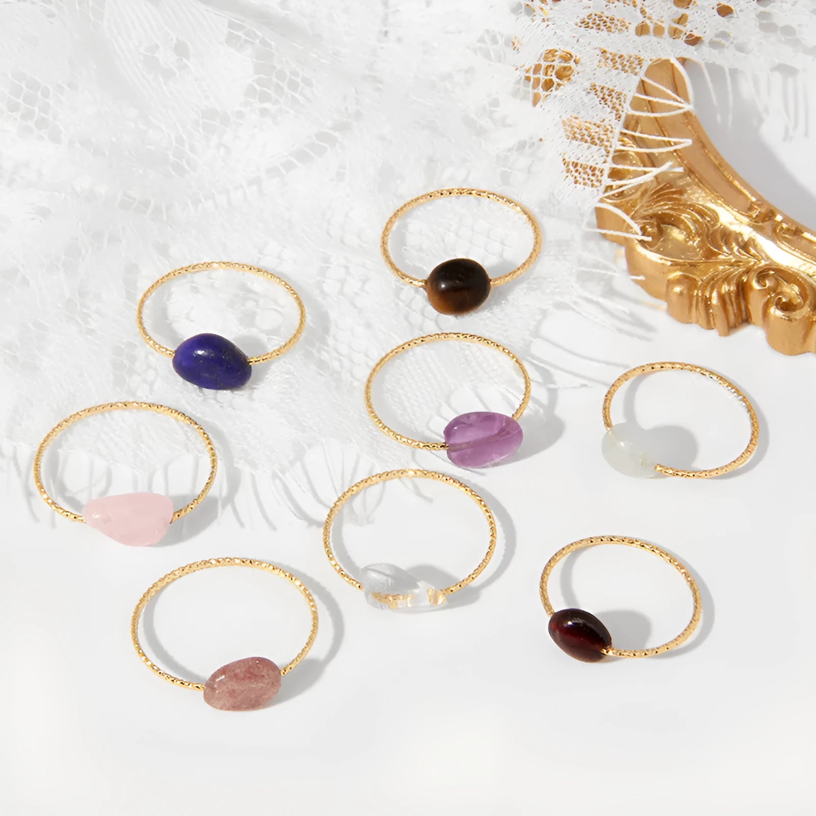 Geometric shaped agate ring for women on a hand, showing original design and coloured stone.