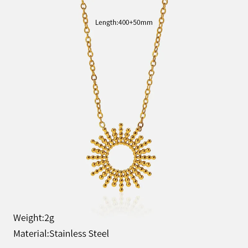 Sunflower Series gold necklace and bracelet set with geometric chain design