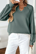 Women's half-open collar sweater with stitching lace detail in cotton-polyester fabric