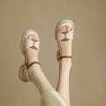 Women's chunky heel platform sandals with open toe in khaki or milky white colours