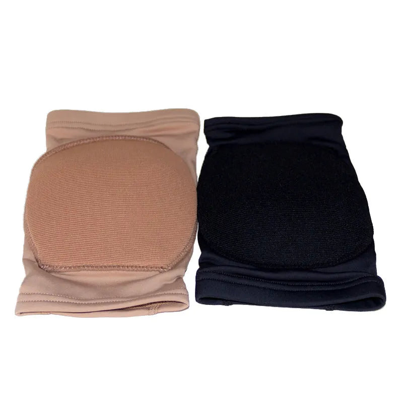 Black and skin colour elasticated knee pads for ballet dance and yoga exercise protection