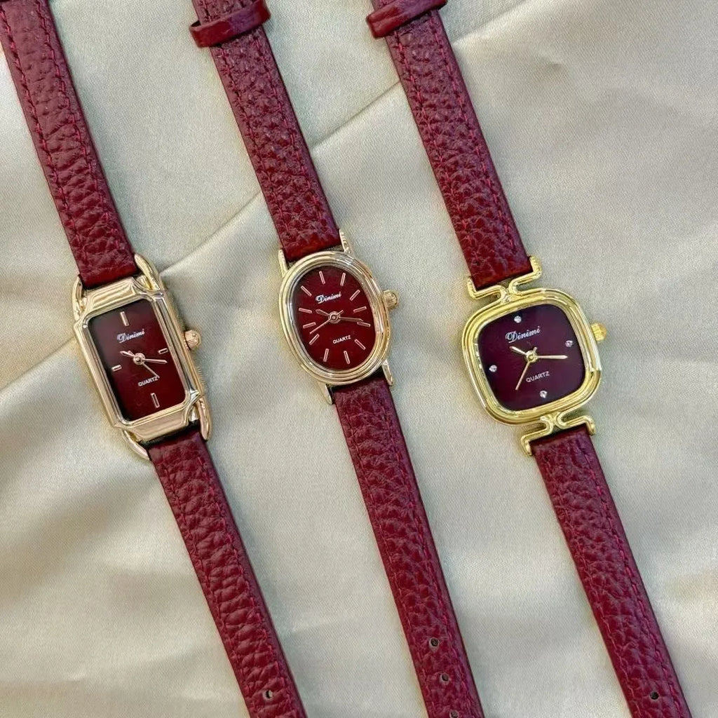 Chinese-style alloy women's watch with 8mm thickness in camellia red with multiple dial design options