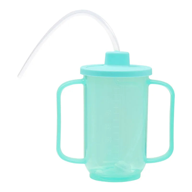 Oblique mouth anti-choke drinking cup with handle and optional wrist splint for elderly and pregnant women