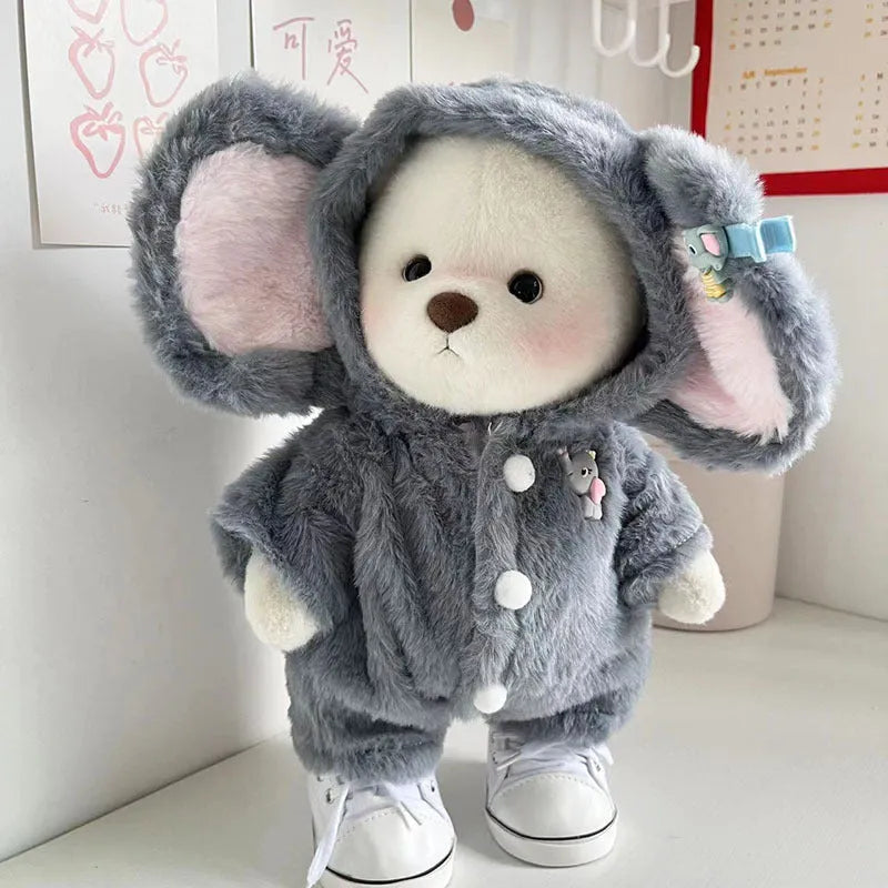 Grey elephant plush jumpsuit for 30cm Lina bear doll costume clothing