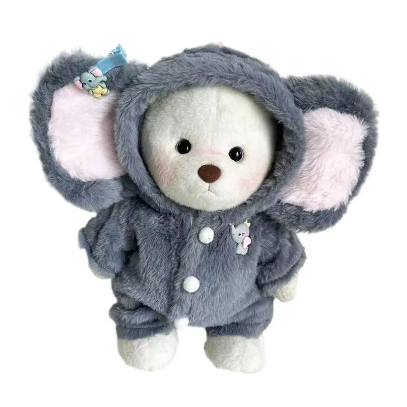 Grey elephant plush jumpsuit for 30cm Lina bear doll costume clothing
