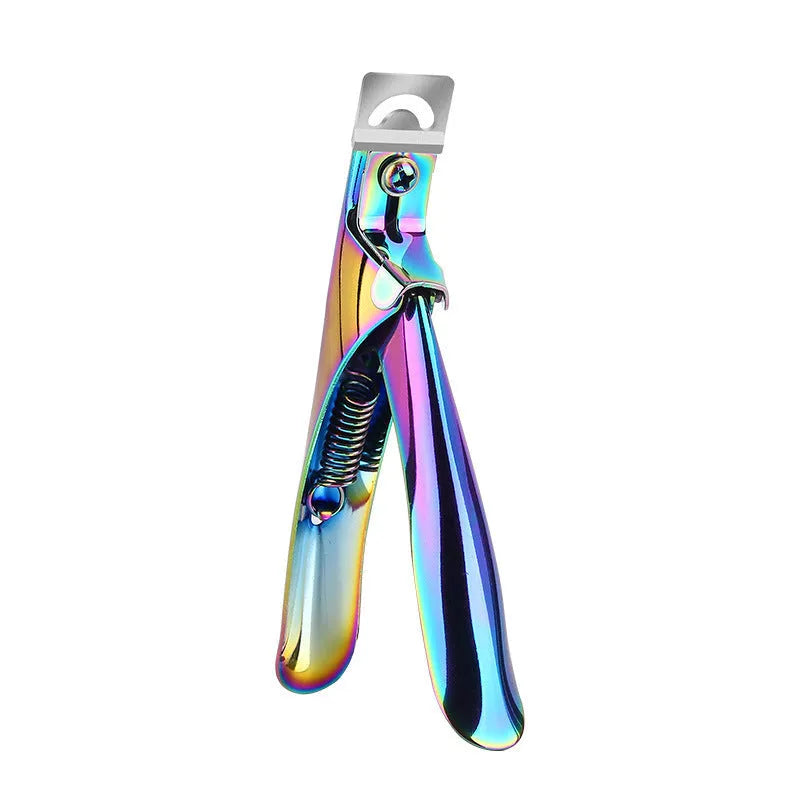 Titanium French U-shaped nail scissors with stainless steel construction showing three colour options