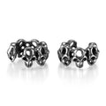 Retro geometric hollow skull earrings with steel clip, stainless steel construction with electroplated finish