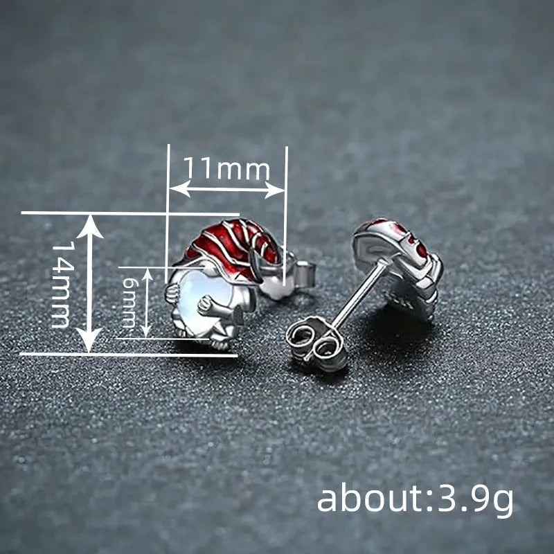 Women's Santa Claus design heart-shaped earrings in white gold colour