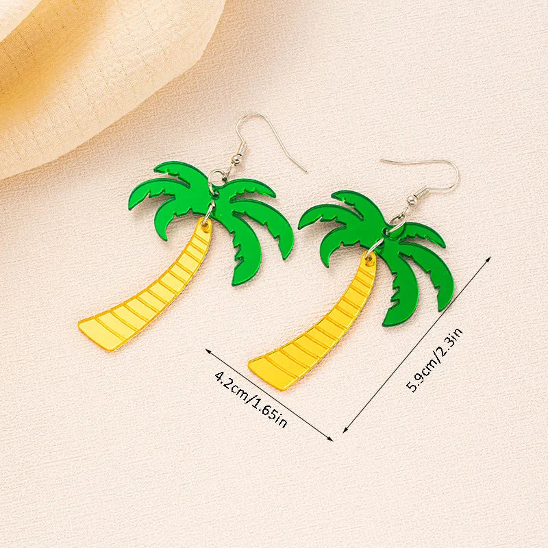 Acrylic drop shape earrings with a coconut design in one of five colour styles on alloy hooks.