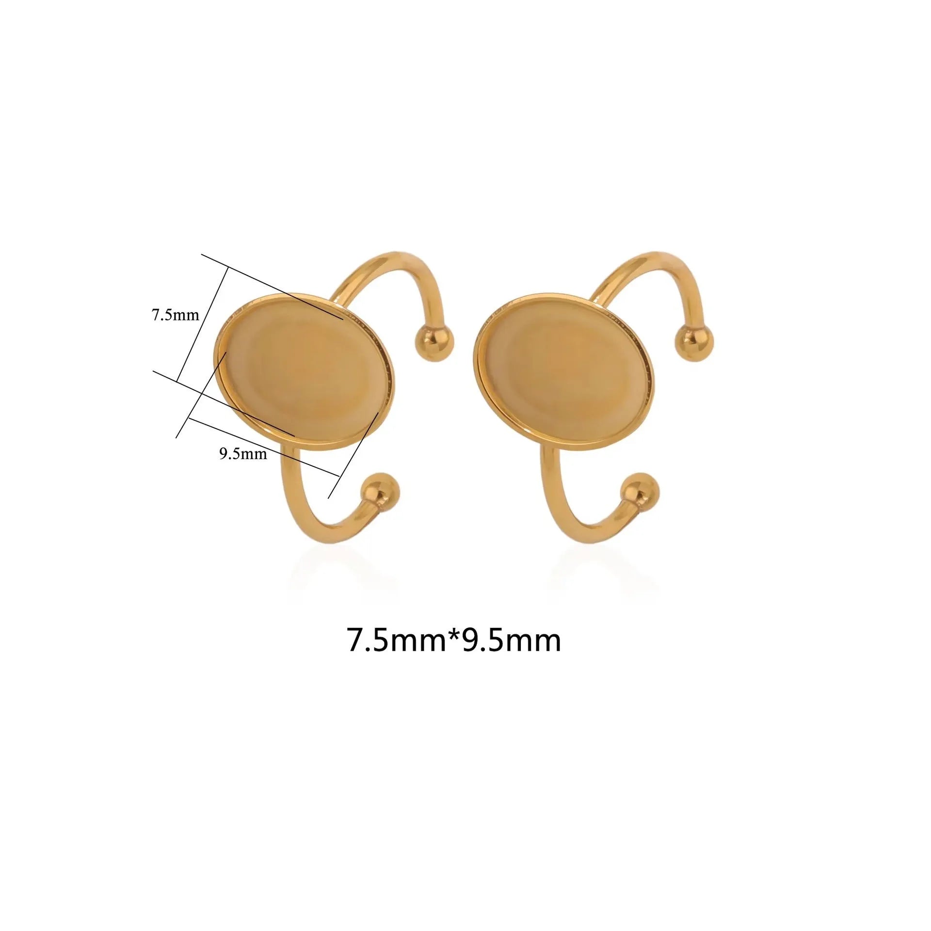 Golden electroplated stainless steel ring settings in various shapes with totem pattern texture and ring holder