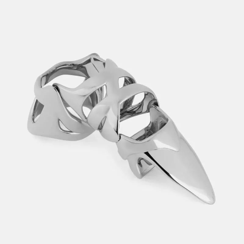 Silver alloy punk armour finger stall for gothic jewellery or cosplay accessories