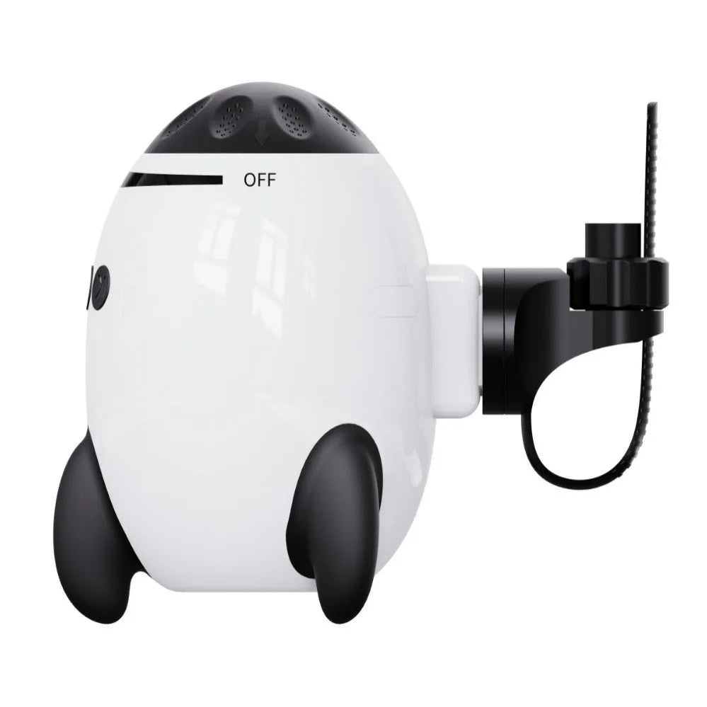 White ABS plastic baby sleep comforter device showing automatic shaking and Bluetooth features for nursery use.