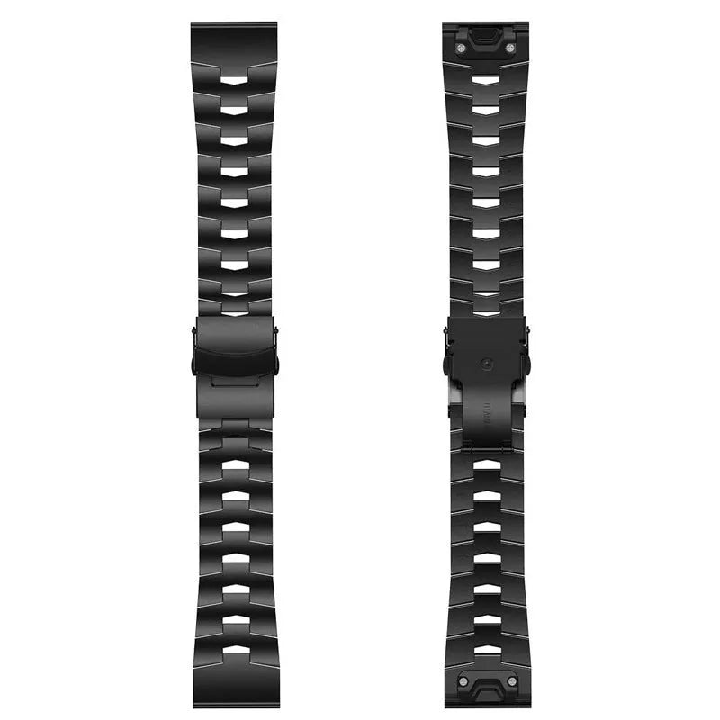 Garmin Fenix Jiaming compatible watch strap in silver, black, and titanium colour options showing 22mm and 26mm widths.