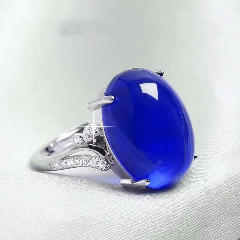 Adjustable ethnic geometric sapphire ring with natural stone in multiple colour options