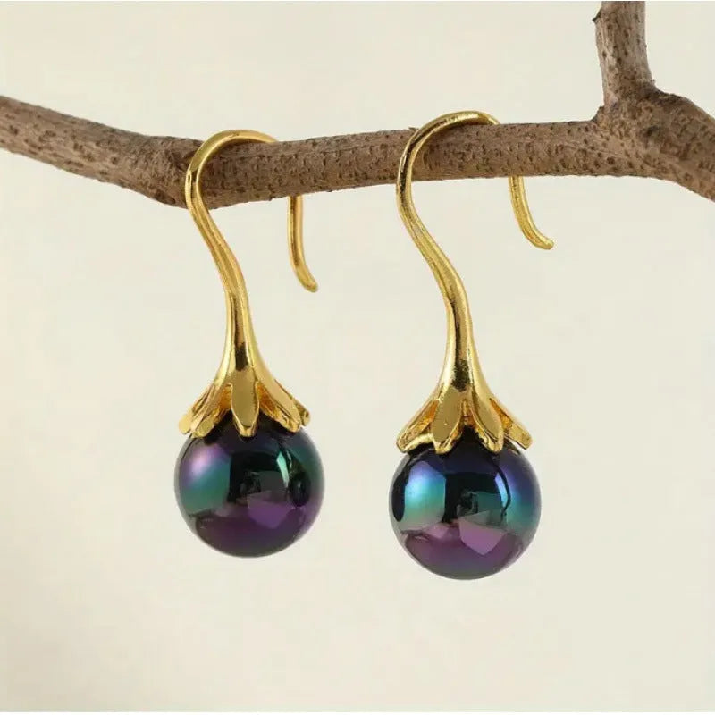 Gold tone retro fashion drop dangle earrings for women with electroplated alloy construction