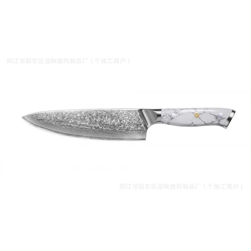 Damascus pattern VG10 steel chef knife with 21cm blade and 11cm wooden handle