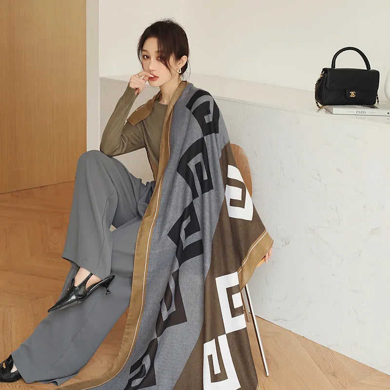 Polyester vintage printed women's scarf 180 cm long by 90 cm wide in autumn colour options