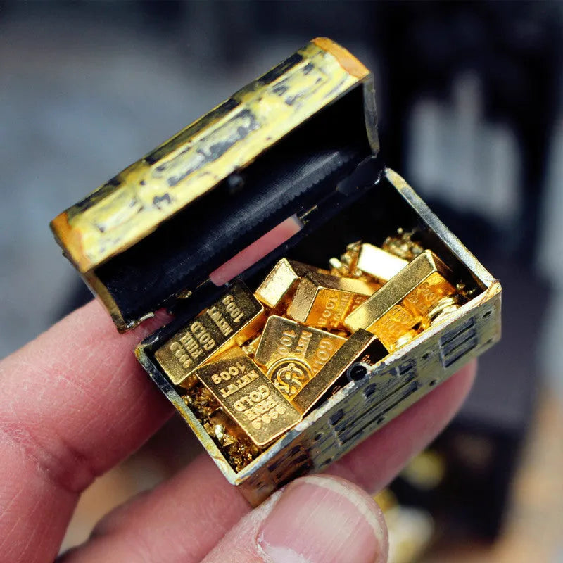 Alloy treasure box doll house accessories with gold coins and bars miniature ornaments
