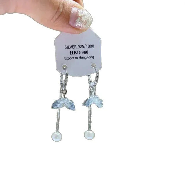Geometric alloy earrings with rhinestone accents and little star tassel design for women