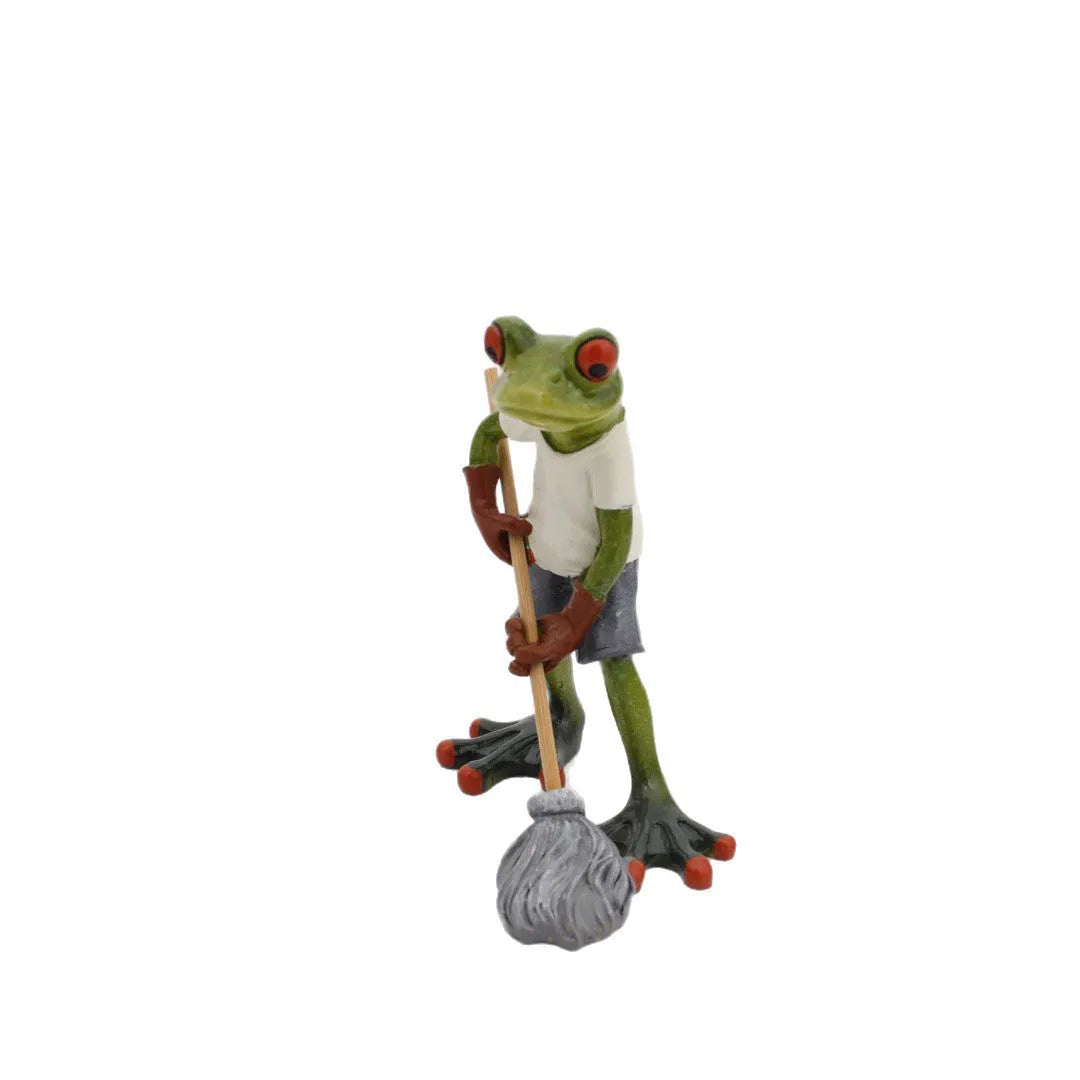 Pastoral style synthetic resin frog ornament for home decoration