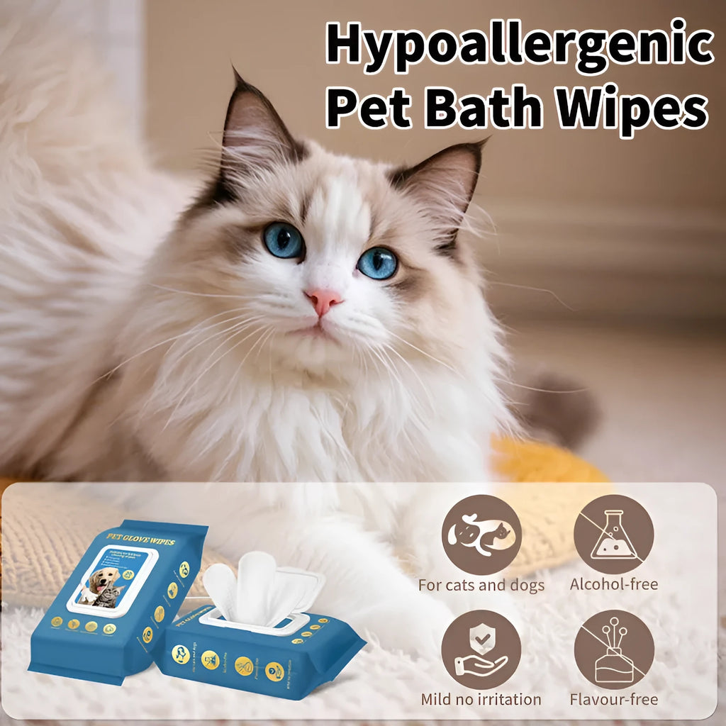 Pack of disposable plastic pet gloves for bathing and cleaning cats and dogs