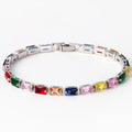 Women's fashion bracelet with electroplated zircon finish in a choice of colours and gold or platinum tones.