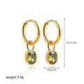 Women's retro-style oval zircon earrings in copper, showing multiple colour options.